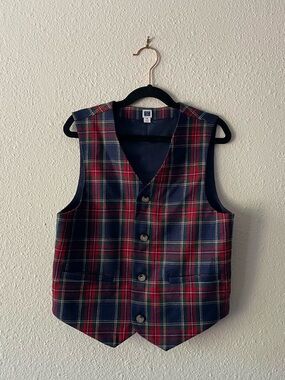 Janie and Jack Boys Size 10 Wool Tartan Plaid Vest Christmas Holiday